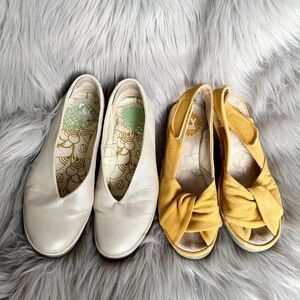 FLY LONDON Lot of 2 Pairs - Yellow Sandals (37) & Silver Flats (38)